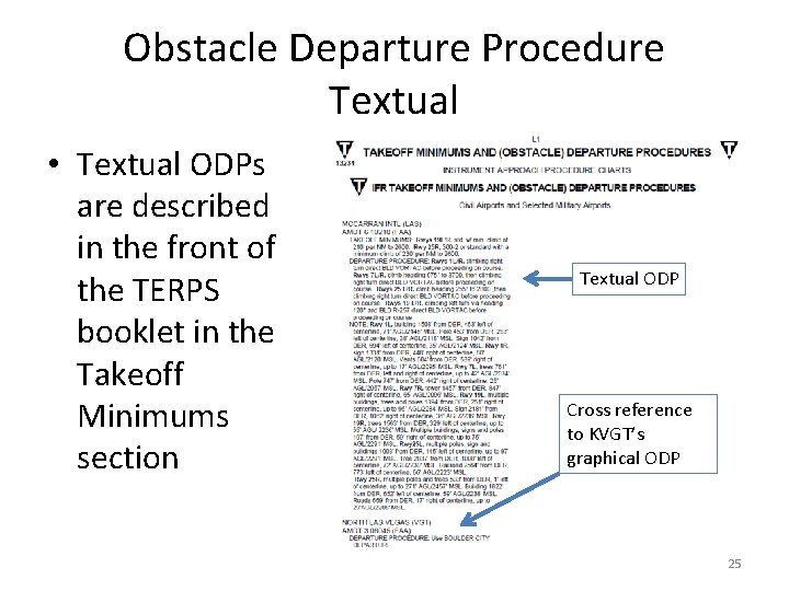 Obstacle Departure Procedure Textual • Textual ODPs are described in the front of the