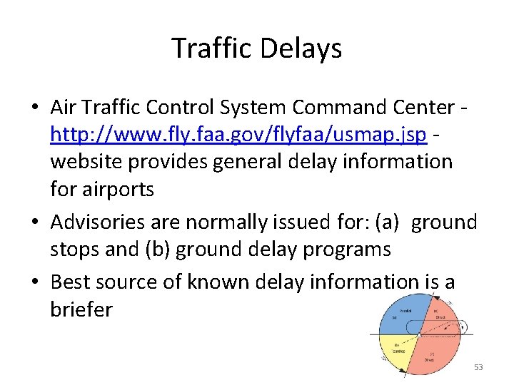 Traffic Delays • Air Traffic Control System Command Center http: //www. fly. faa. gov/flyfaa/usmap.