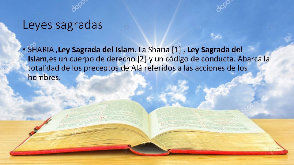 Leyes sagradas • SHARIA , Ley Sagrada del Islam. La Sharia [1] , Ley