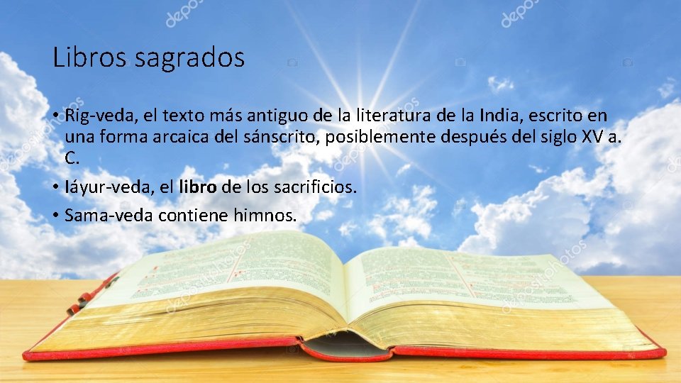 Libros sagrados • Rig-veda, el texto más antiguo de la literatura de la India,