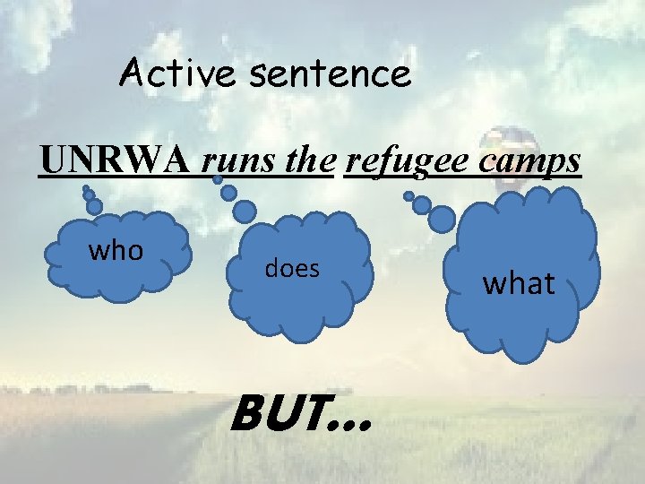 Active sentence UNRWA runs the refugee camps who does BUT… what 