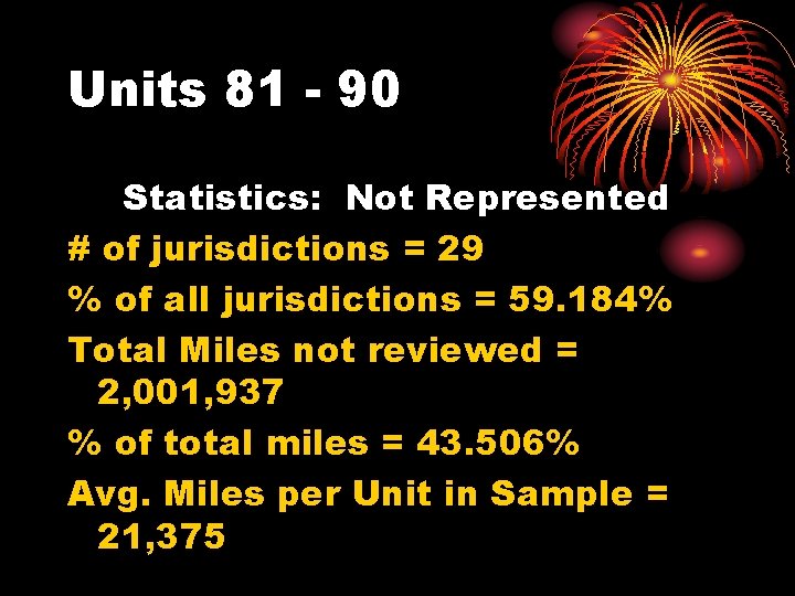 Units 81 - 90 Statistics: Not Represented # of jurisdictions = 29 % of