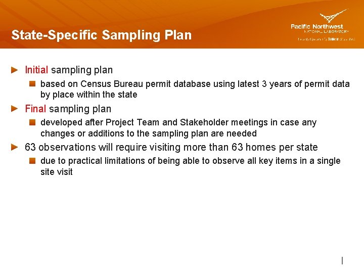 State-Specific Sampling Plan Initial sampling plan based on Census Bureau permit database using latest