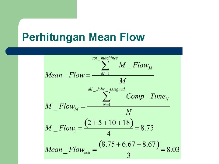 Perhitungan Mean Flow 