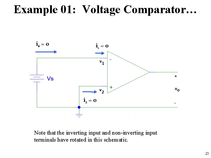 Example 01: Voltage Comparator… is = 0 i 1 = 0 i 2 =