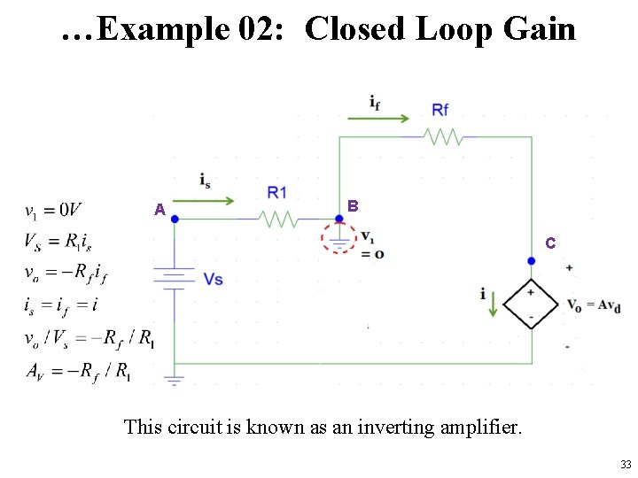 …Example 02: Closed Loop Gain A B C This circuit is known as an