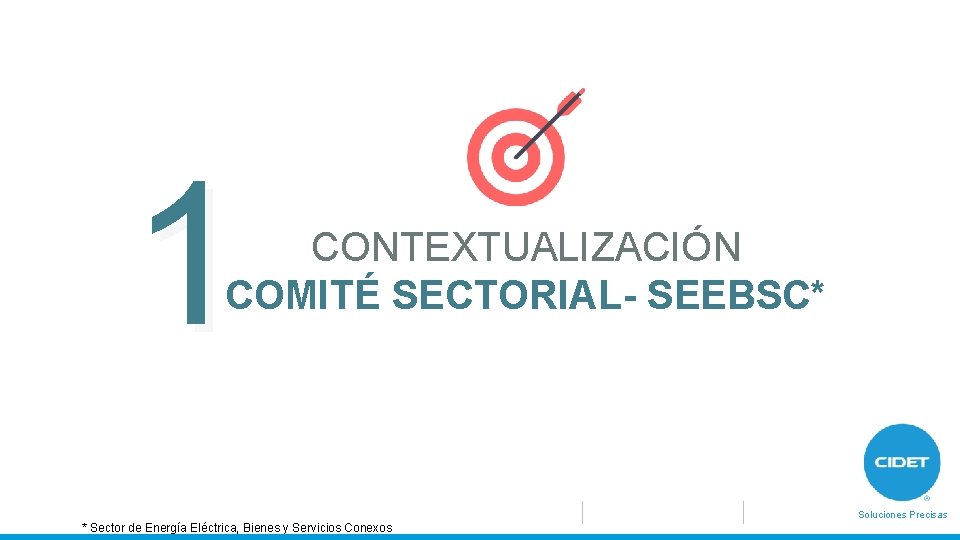 1 CONTEXTUALIZACIÓN COMITÉ SECTORIAL- SEEBSC* Soluciones Precisas * Sector de Energía Eléctrica, Bienes y