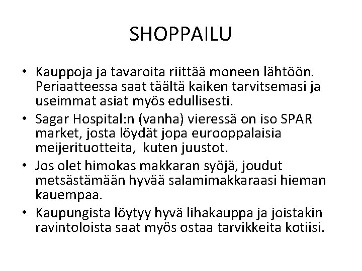 SHOPPAILU • Kauppoja ja tavaroita riittää moneen lähtöön. Periaatteessa saat täältä kaiken tarvitsemasi ja