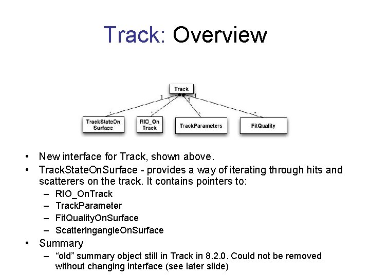 Track: Overview • New interface for Track, shown above. • Track. State. On. Surface
