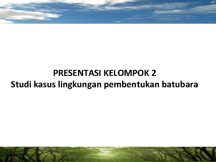 PRESENTASI KELOMPOK 2 Studi kasus lingkungan pembentukan batubara 