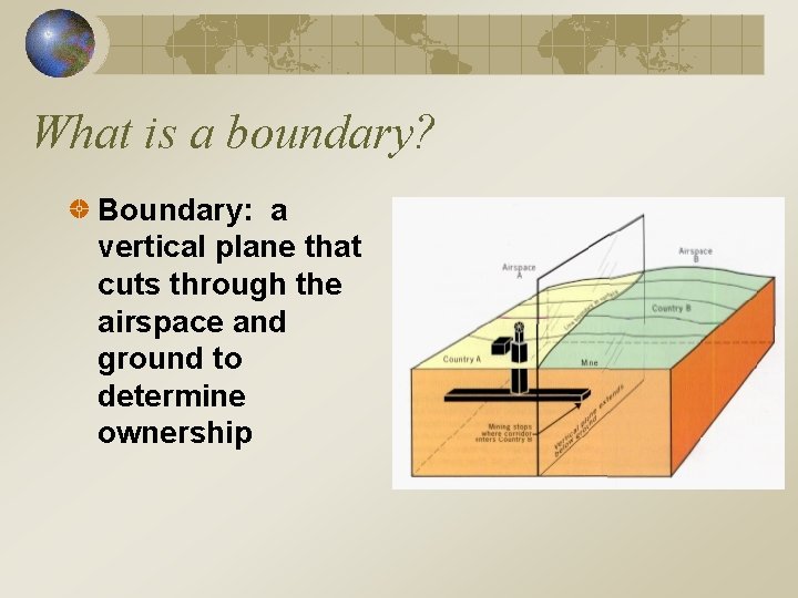 What is a boundary? Boundary: a vertical plane that cuts through the airspace and What is a boundary? Boundary: a vertical plane that cuts through the airspace and