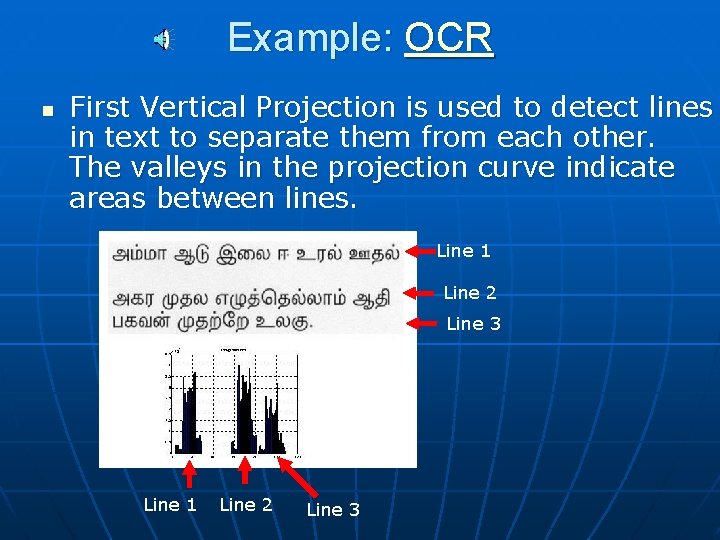 Example: OCR n First Vertical Projection is used to detect lines in text to Example: OCR n First Vertical Projection is used to detect lines in text to