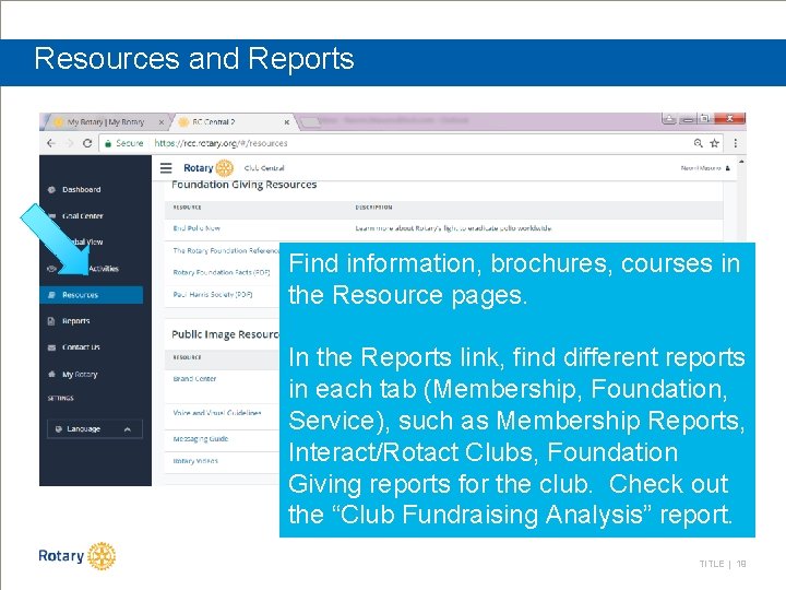 Resources and Reports Find information, brochures, courses in the Resource pages. In the Reports