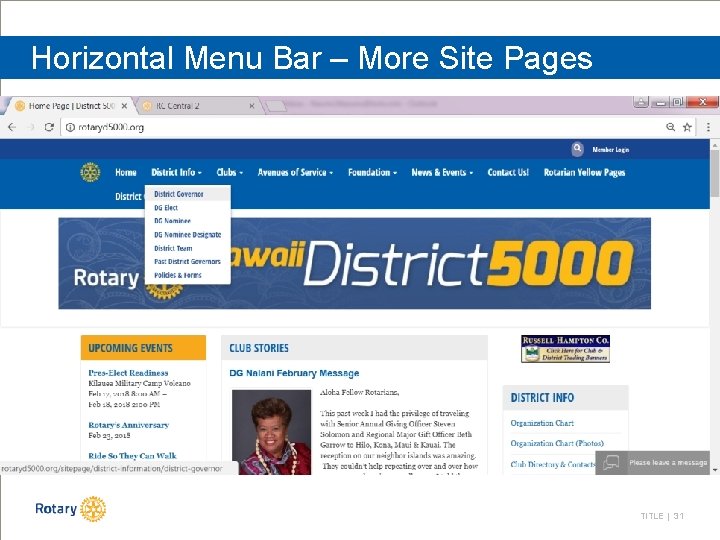 Horizontal Menu Bar – More Site Pages TITLE | 31 