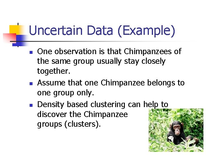 Uncertain Data (Example) n n n One observation is that Chimpanzees of the same