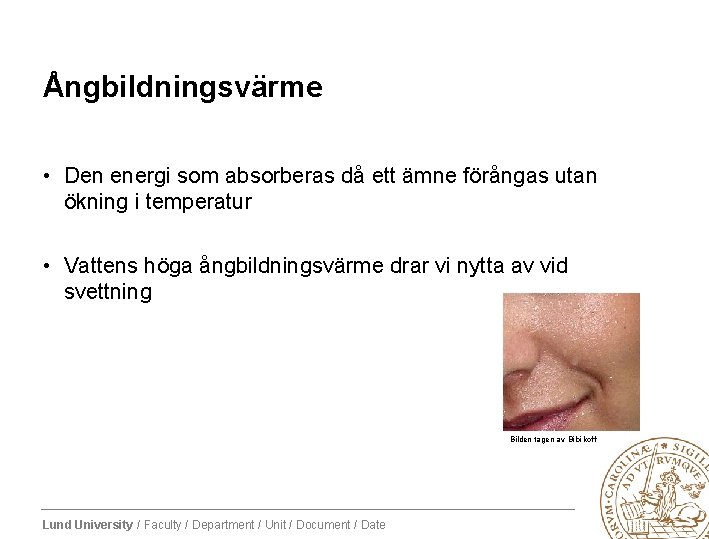 Ångbildningsvärme • Den energi som absorberas då ett ämne förångas utan ökning i temperatur