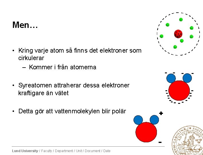 Men… • Kring varje atom så finns det elektroner som cirkulerar – Kommer i