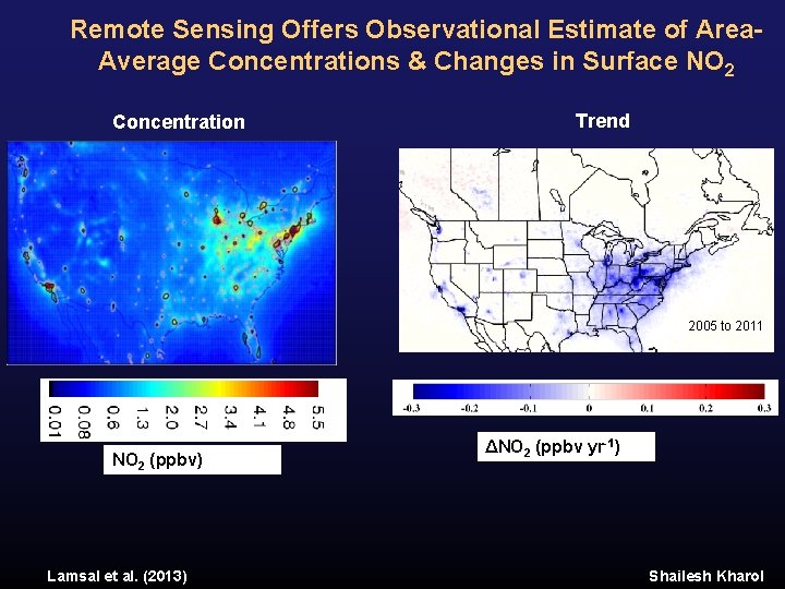Remote Sensing Offers Observational Estimate of Area. Average Concentrations & Changes in Surface NO