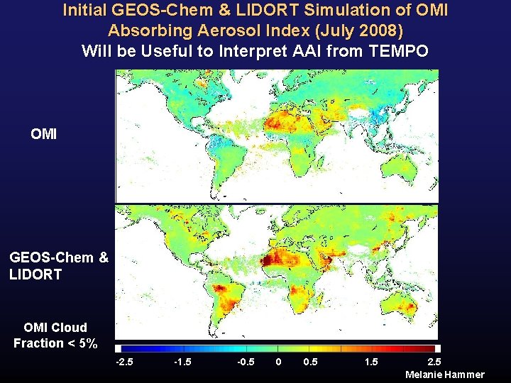 Initial GEOS-Chem & LIDORT Simulation of OMI Absorbing Aerosol Index (July 2008) Will be