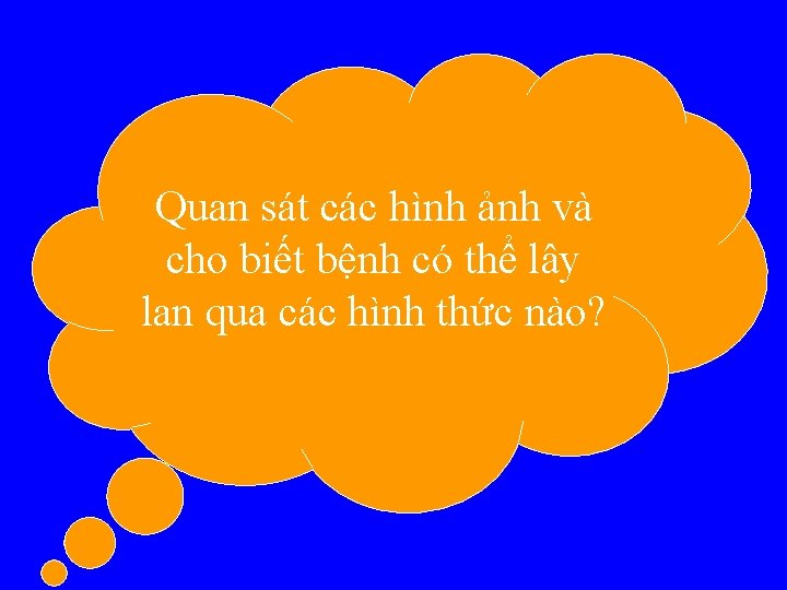 Quan sát các hình ảnh và cho biết bệnh có thể lây lan qua