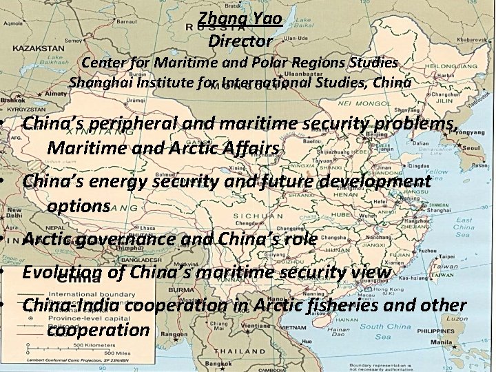 Zhang Yao Director Center for Maritime and Polar Regions Studies Shanghai Institute for International