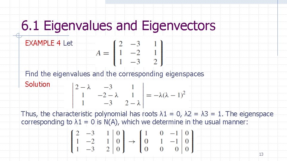6. 1 Eigenvalues and Eigenvectors EXAMPLE 4 Let Find the eigenvalues and the corresponding