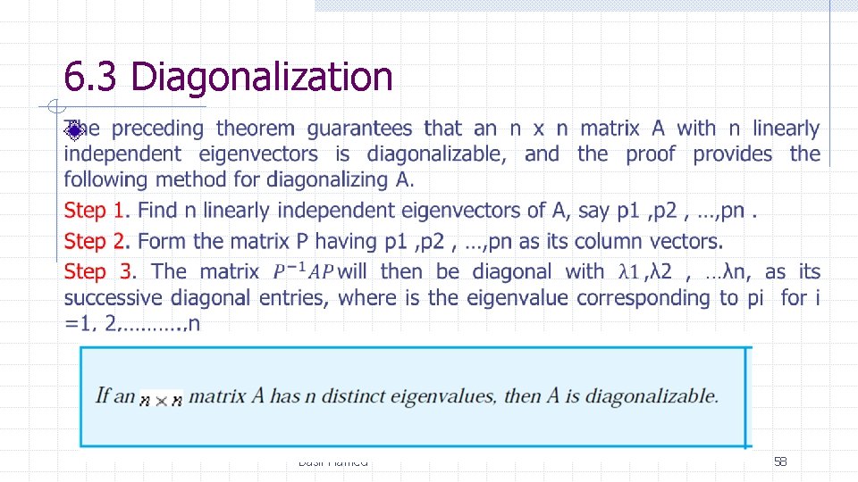 6. 3 Diagonalization Basil Hamed 58 