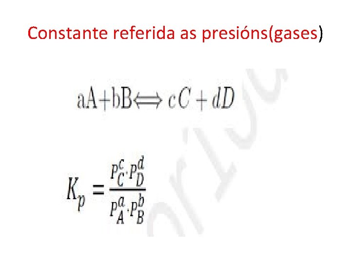 Constante referida as presións(gases) 