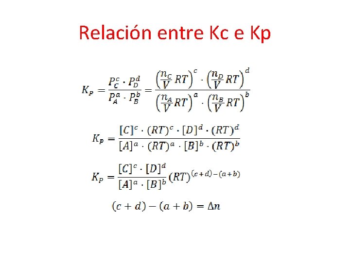 Relación entre Kc e Kp 