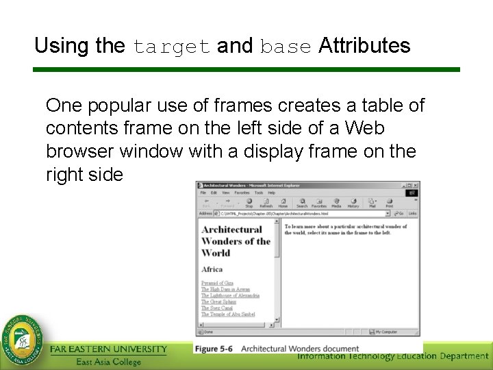 Using the target and base Attributes One popular use of frames creates a table