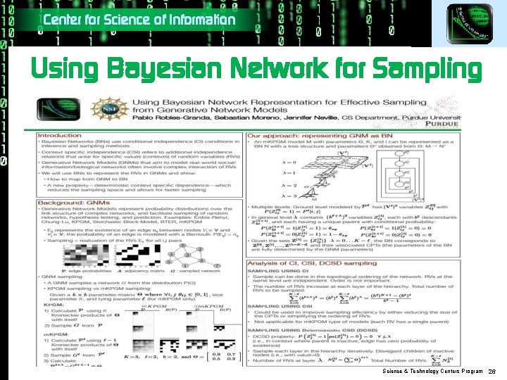 Center for Science of Information Using Bayesian Network for Sampling Science & Technology Centers