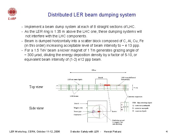 Distributed LER beam dumping system - Implement a beam dump system at each of