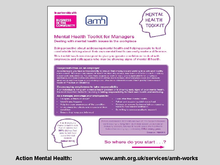 Action Mental Health: www. amh. org. uk/services/amh-works 