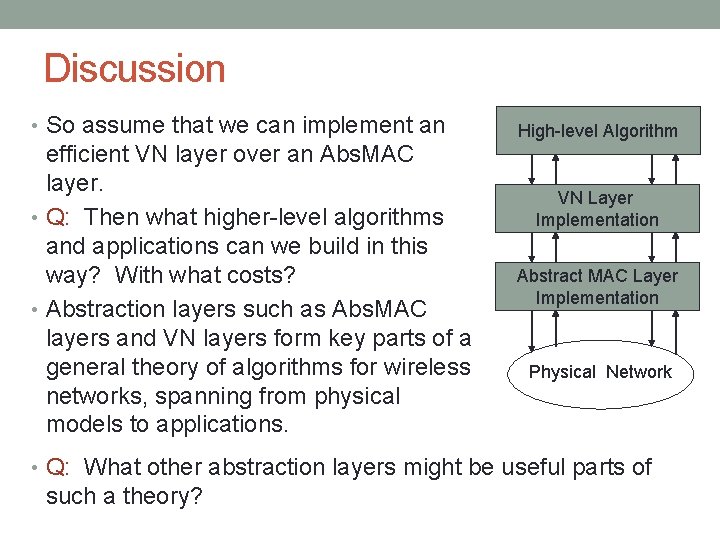 Discussion • So assume that we can implement an efficient VN layer over an