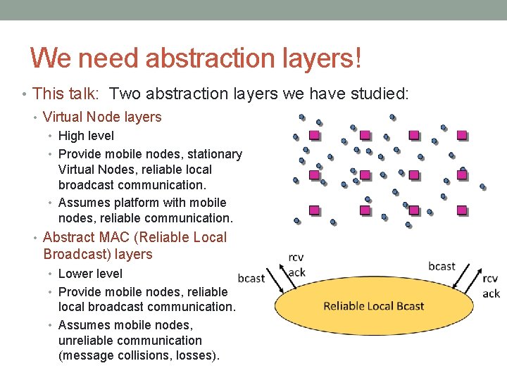 We need abstraction layers! • This talk: Two abstraction layers we have studied: •