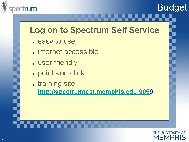 Budget Log on to Spectrum Self Service easy to use internet accessible user friendly