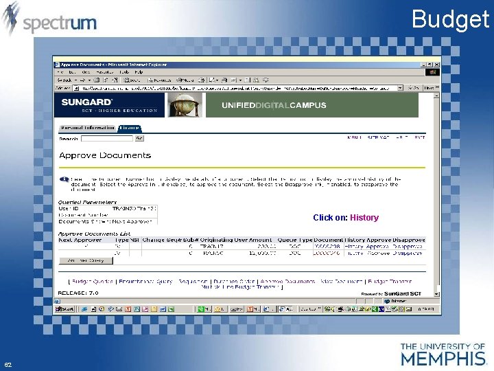 Budget Click on: History 62 