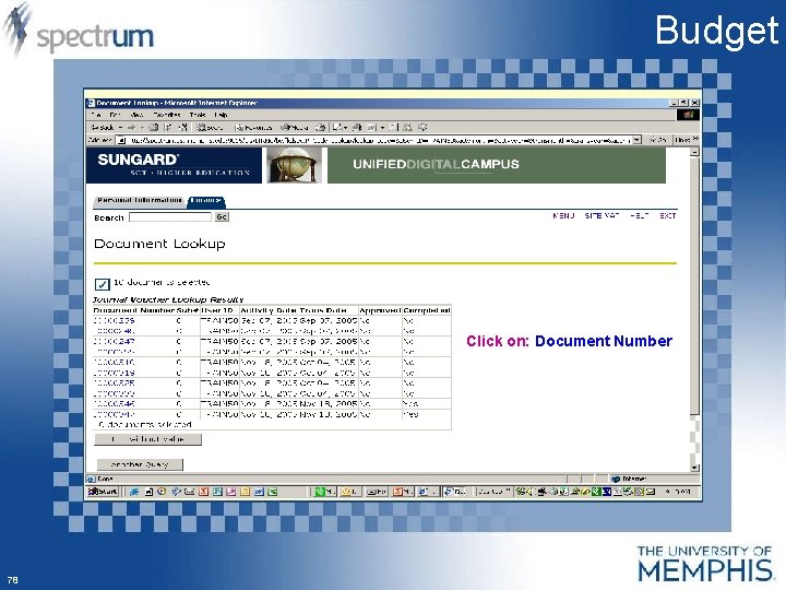 Budget Click on: Document Number 78 