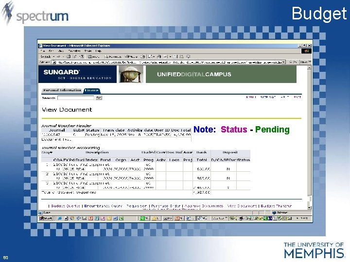 Budget Note: Status - Pending 80 