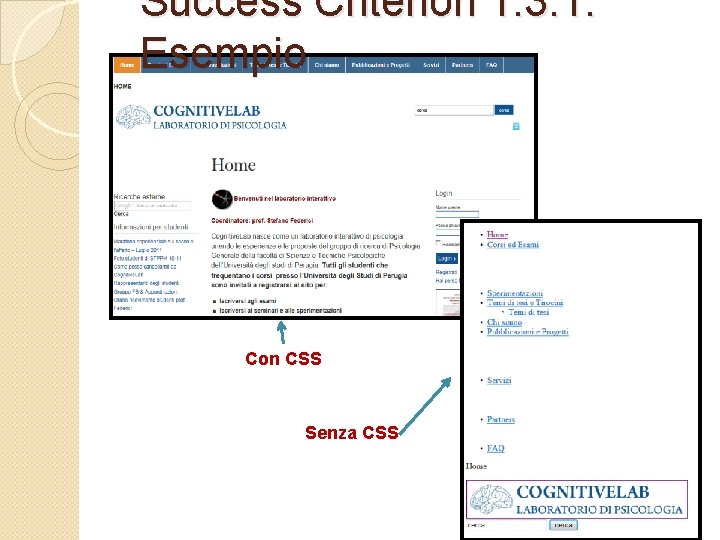 Success Criterion 1. 3. 1: Esempio Con CSS Senza CSS 