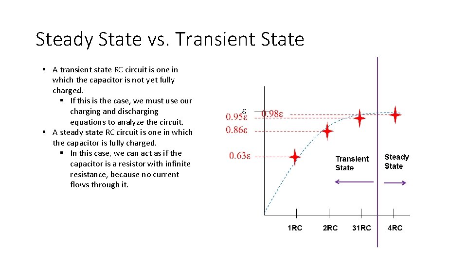 Steady State vs. Transient State § A transient state RC circuit is one in