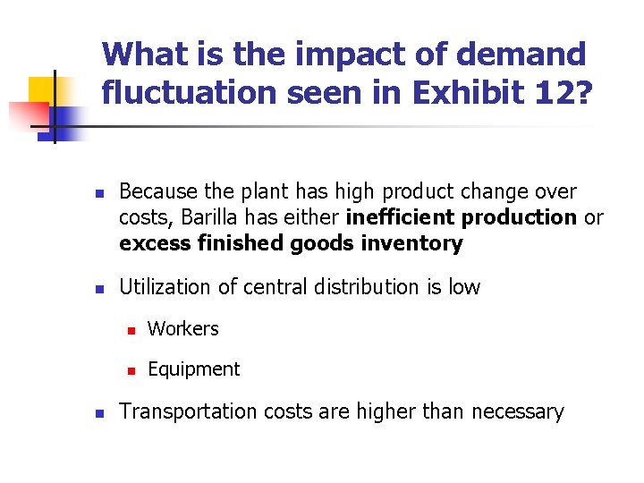 What is the impact of demand fluctuation seen in Exhibit 12? n n n