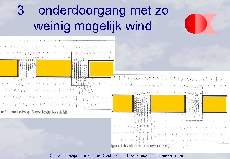 3 onderdoorgang met zo weinig mogelijk wind Climatic Design Consult met Cyclone Fluid Dynamics: