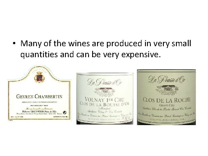  • Many of the wines are produced in very small quantities and can