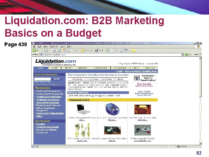 Liquidation. com: B 2 B Marketing Basics on a Budget Page 430 82 