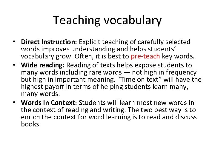 Vocabulary teaching Some theory q Words vocabulary morphological