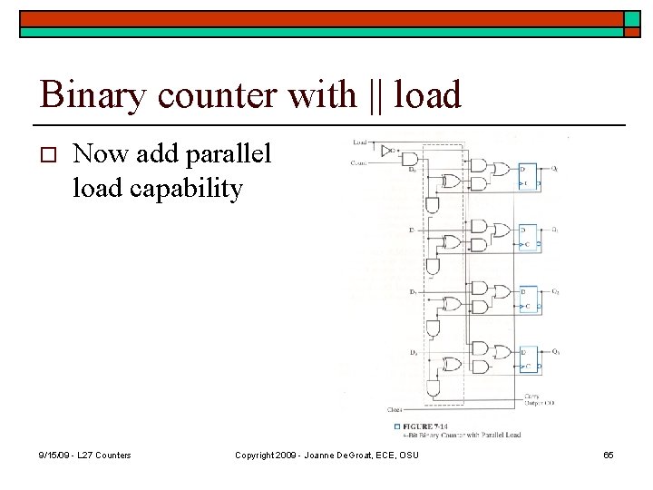 Binary counter with || load o Now add parallel load capability 9/15/09 - L