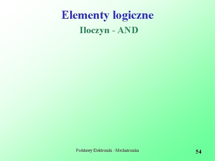 Elementy logiczne Iloczyn - AND Podstawy Elektroniki - Mechatronika 54 