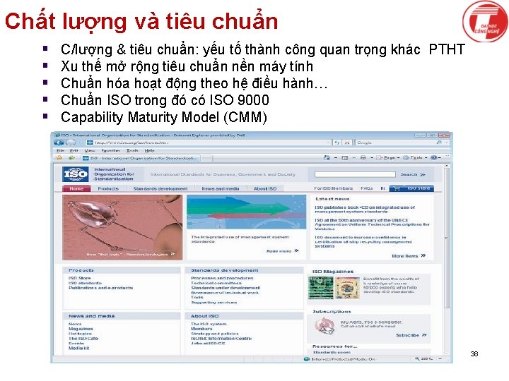 Chất lượng và tiêu chuẩn § § § C/lượng & tiêu chuẩn: yếu tố