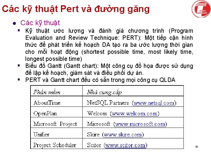 Các kỹ thuật Pert và đường găng l Các kỹ thuật § Kỹ thuật